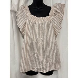 NEW WITH TAGS A New Day Striped Flutter Sleeve‎ Top Size MEDIUM